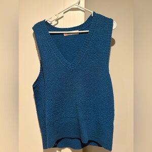 Blue Sleeveless Knit Sweater Vest